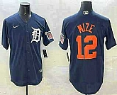 Men's Detroit Tigers #12 Casey Mize Navy Alternate With Patch Cool Base Stitched Jersey,baseball caps,new era cap wholesale,wholesale hats